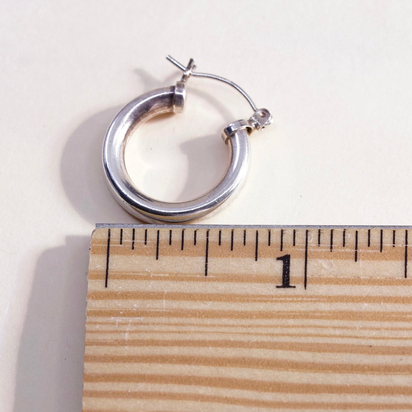 0.75”, Vintage sterling silver loop earrings, minimalist primitive hoops