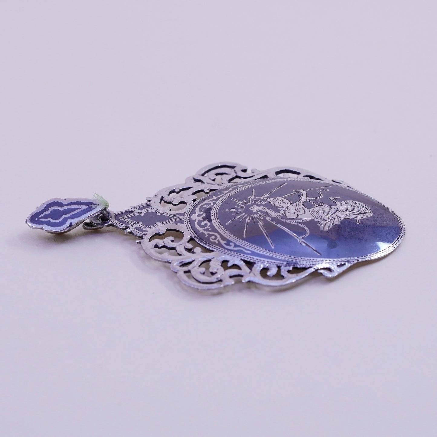 Vintage Siam sterling silver handmade pendant, Indian 925 goodness pendant