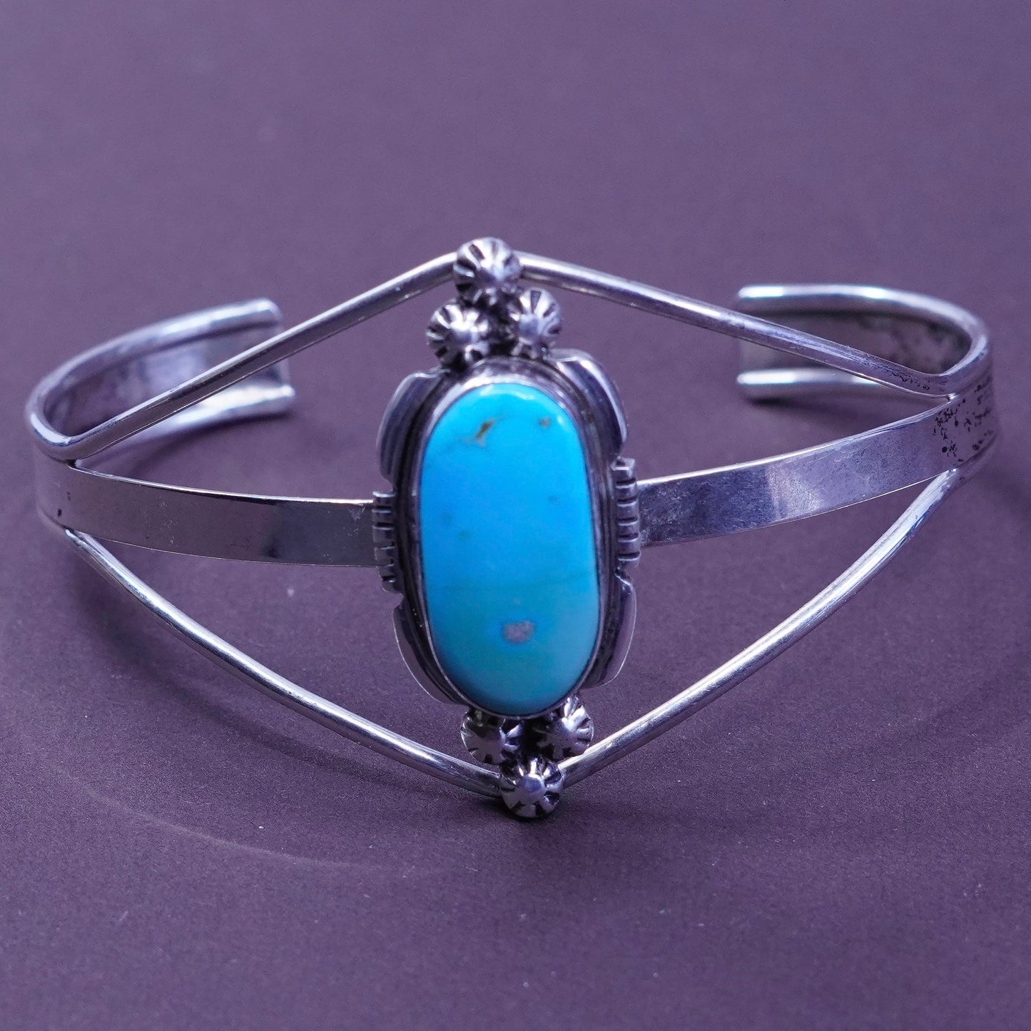 6.75”, Priscilla SmithNavajo Sterling silver bracelet, 925 cuff with turquoise