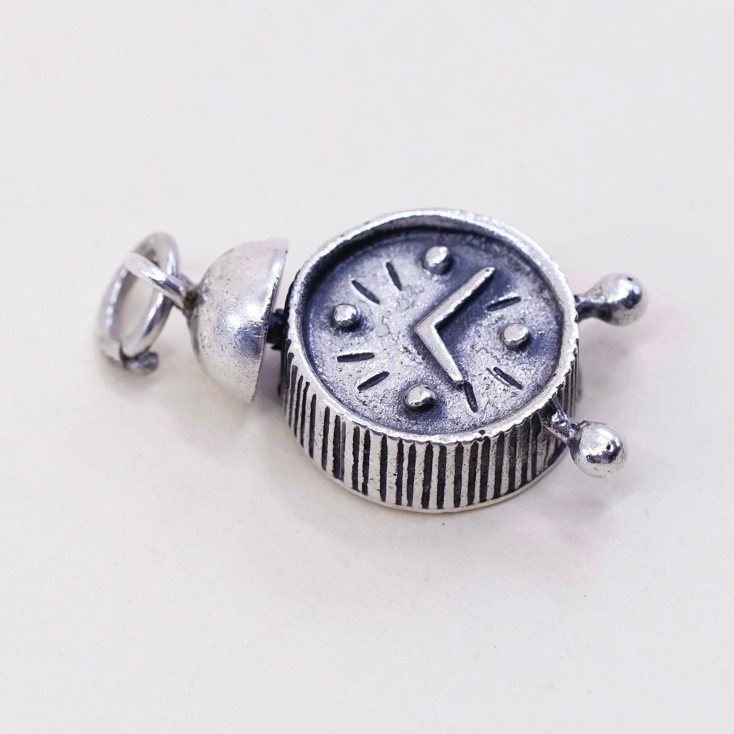 Vintage danecraft sterling silver handmade pendant, 925 old fashion clock charm