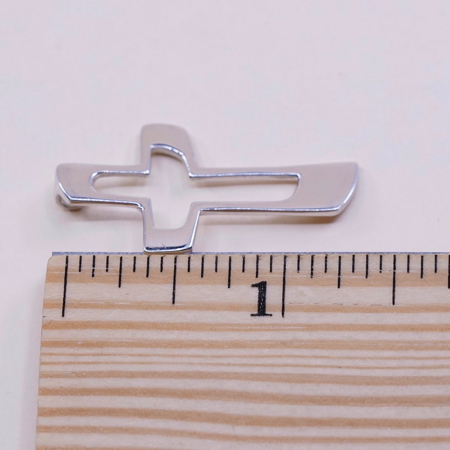 Vintage handmade Sterling silver pendant, solid 925 silver cross, stamped 925