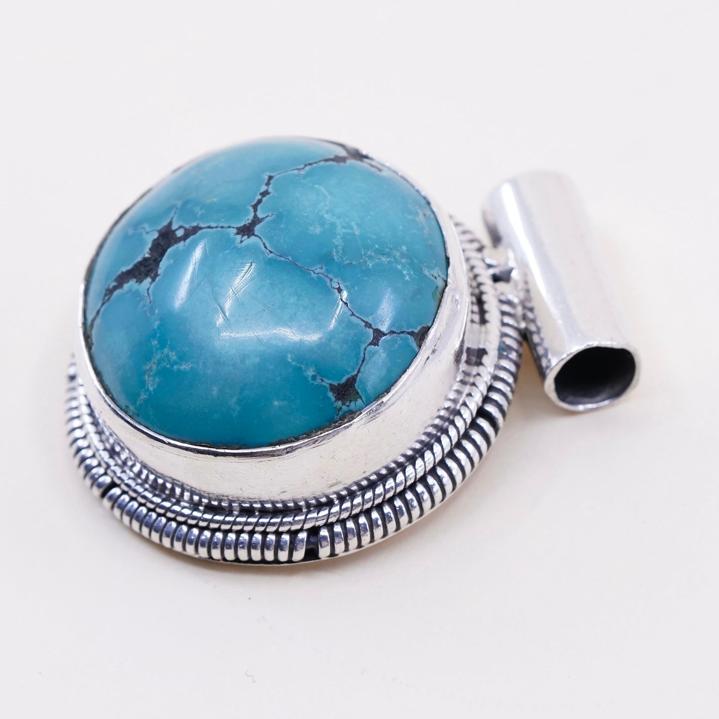 Vintage southwestern Sterling 925 silver handmade pendant w/ turquoise