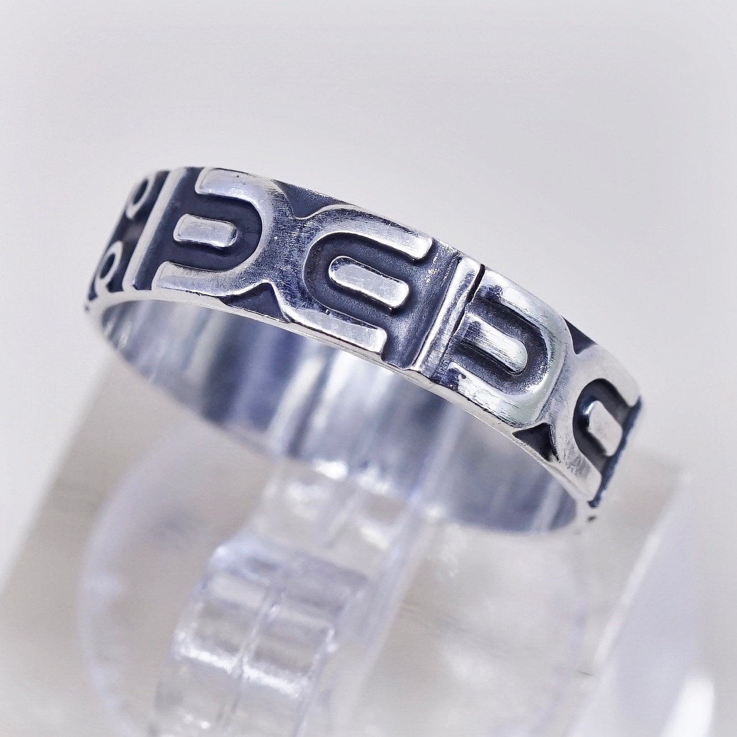 Size 5.25, vtg sterling silver handmade ring, 925 southwestern stackable band