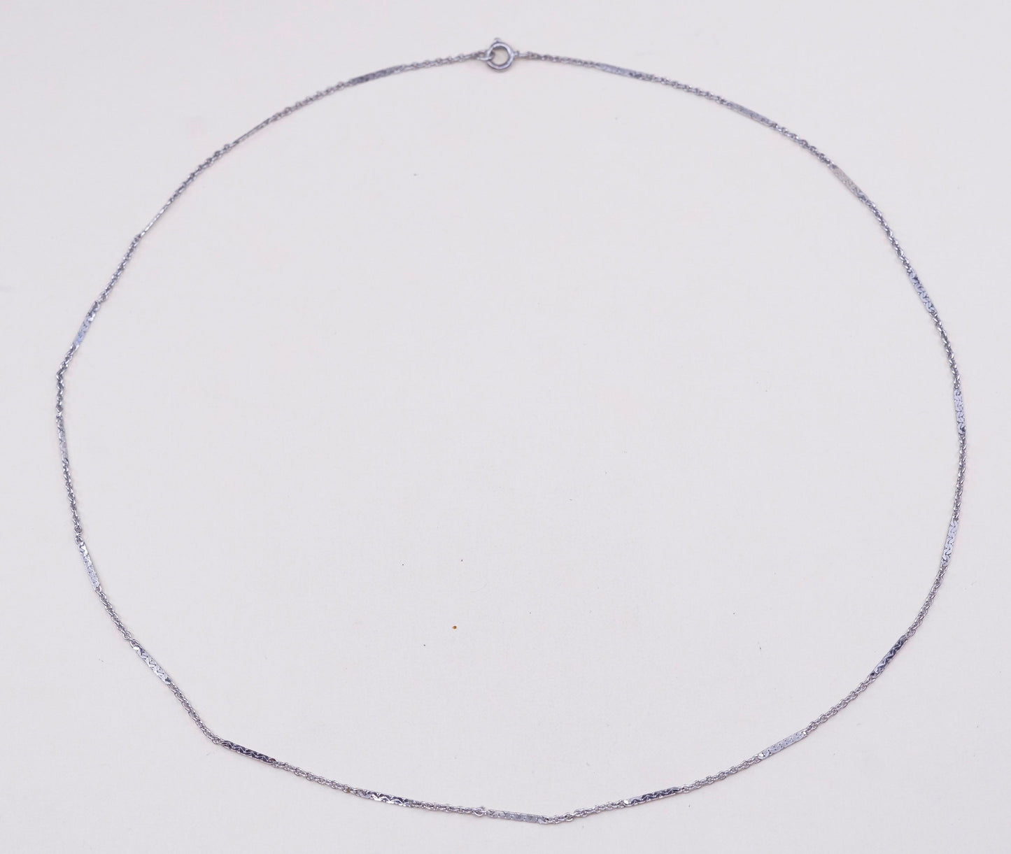 18”, 1mm, Vintage sterling silver necklace, 925 circle chain with flatten bar