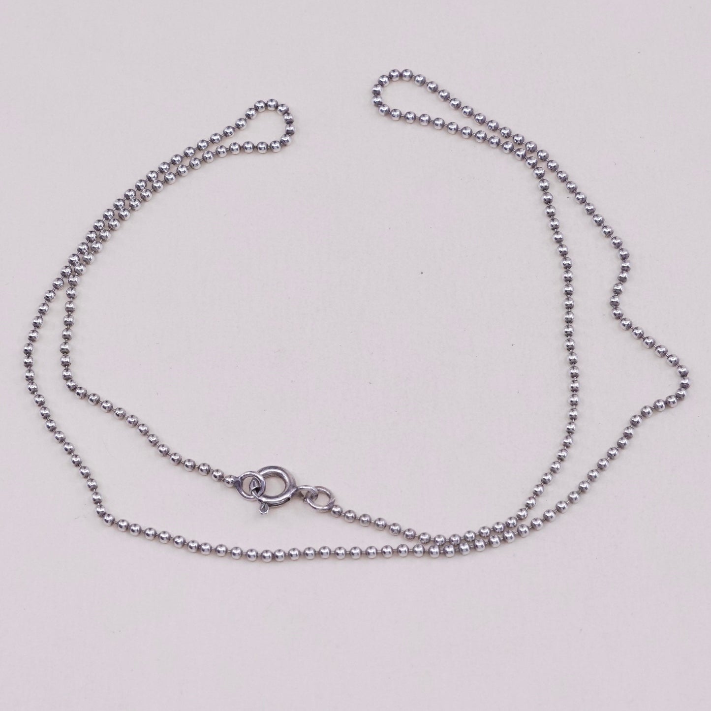 16”, 1mm, Vintage sterling silver beads chain, 925 necklace