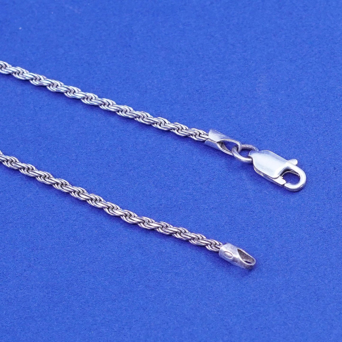 30”, 2mm, vintage Sterling silver handmade necklace, 925 rope chain