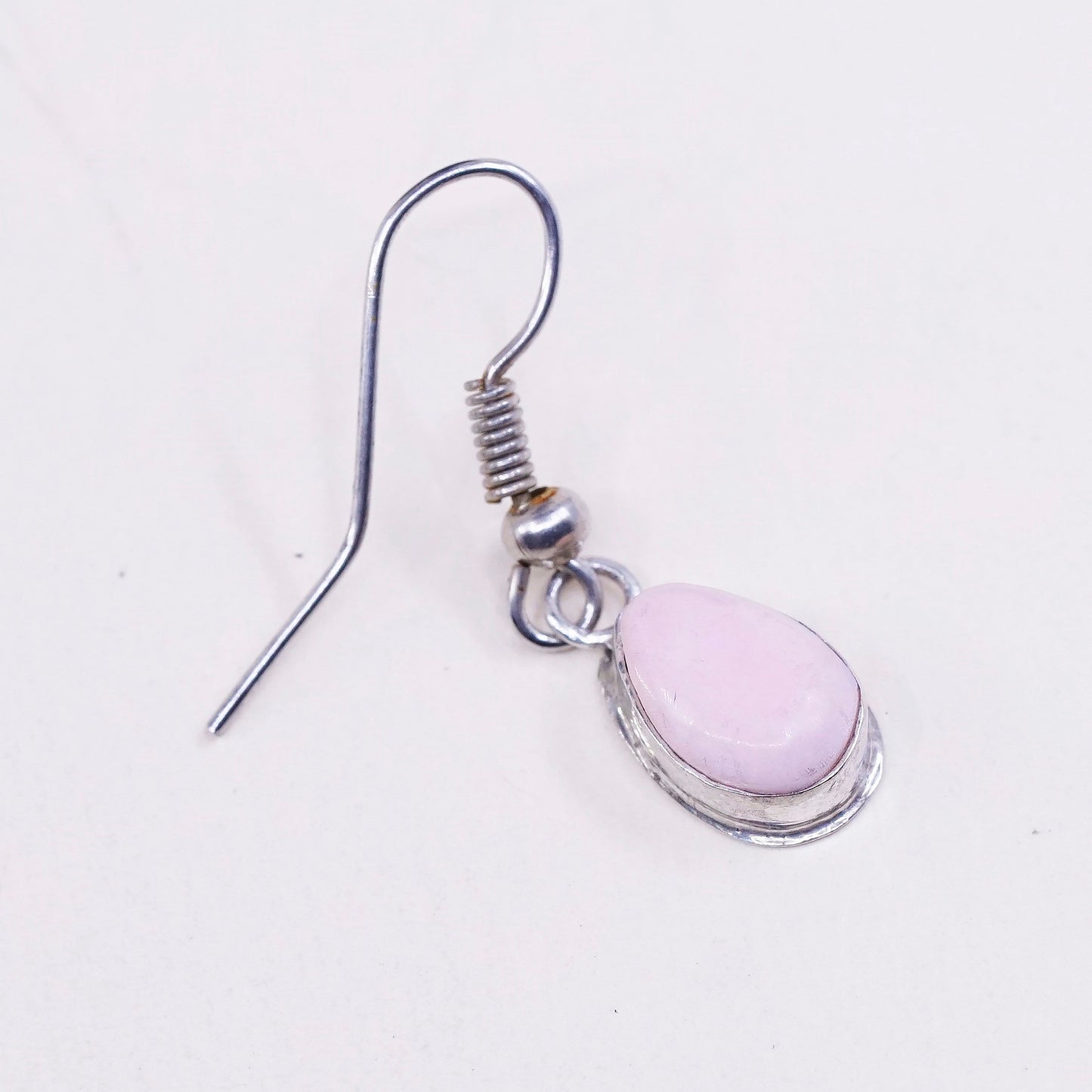 vtg sterling 925 silver heart drop earrings, 925 teardrop w/ pink mop