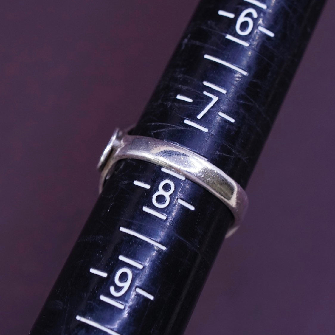 sz 7.75, Sterling silver handmade ring w/ onyx, Native American 925 band