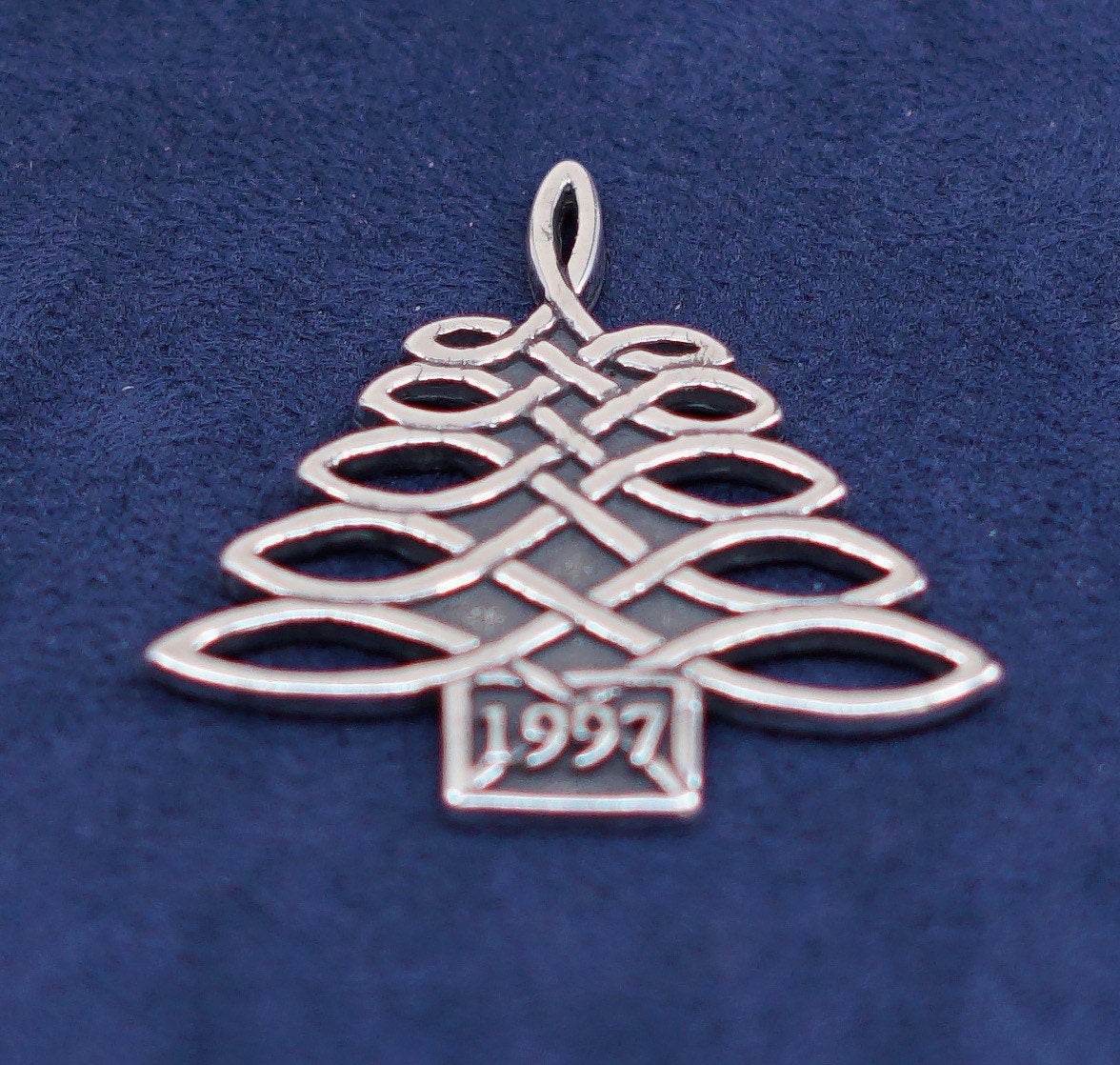 vtg GLV sterling silver handmade pendant, modern Mexico 925 Christmas tree