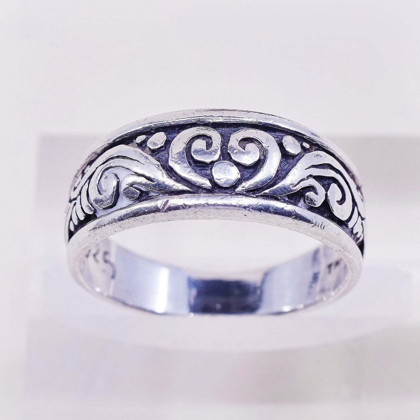 Size 9.25, vintage TMA Sterling silver handmade ring, swirl 925 band