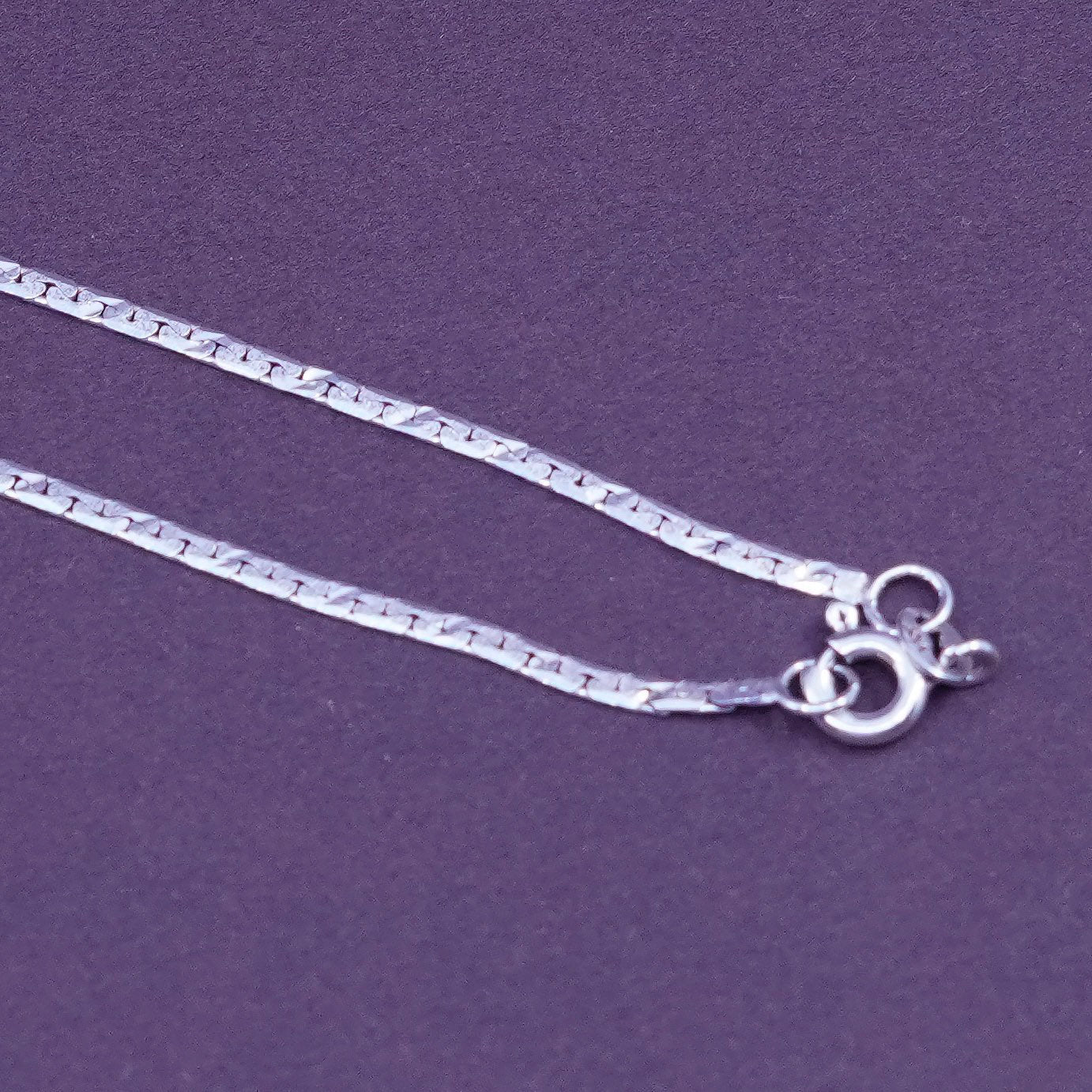 24”, 2mm, vintage Sterling silver flatten anchor chain, 925 necklace