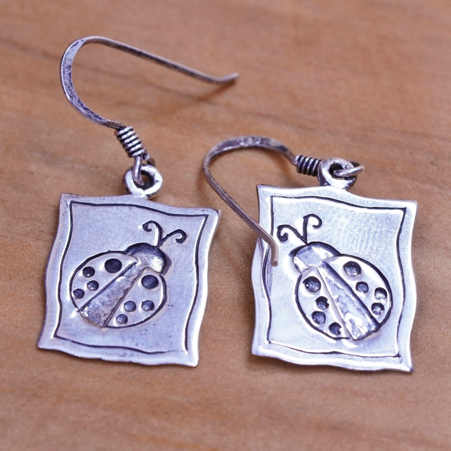 Vintage mexico Sterling silver handmade earrings, 925 tag with lady big relief