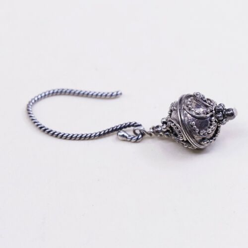 vtg Sterling silver handmade earrings, southwestern 925 w/ Bali bead dangles