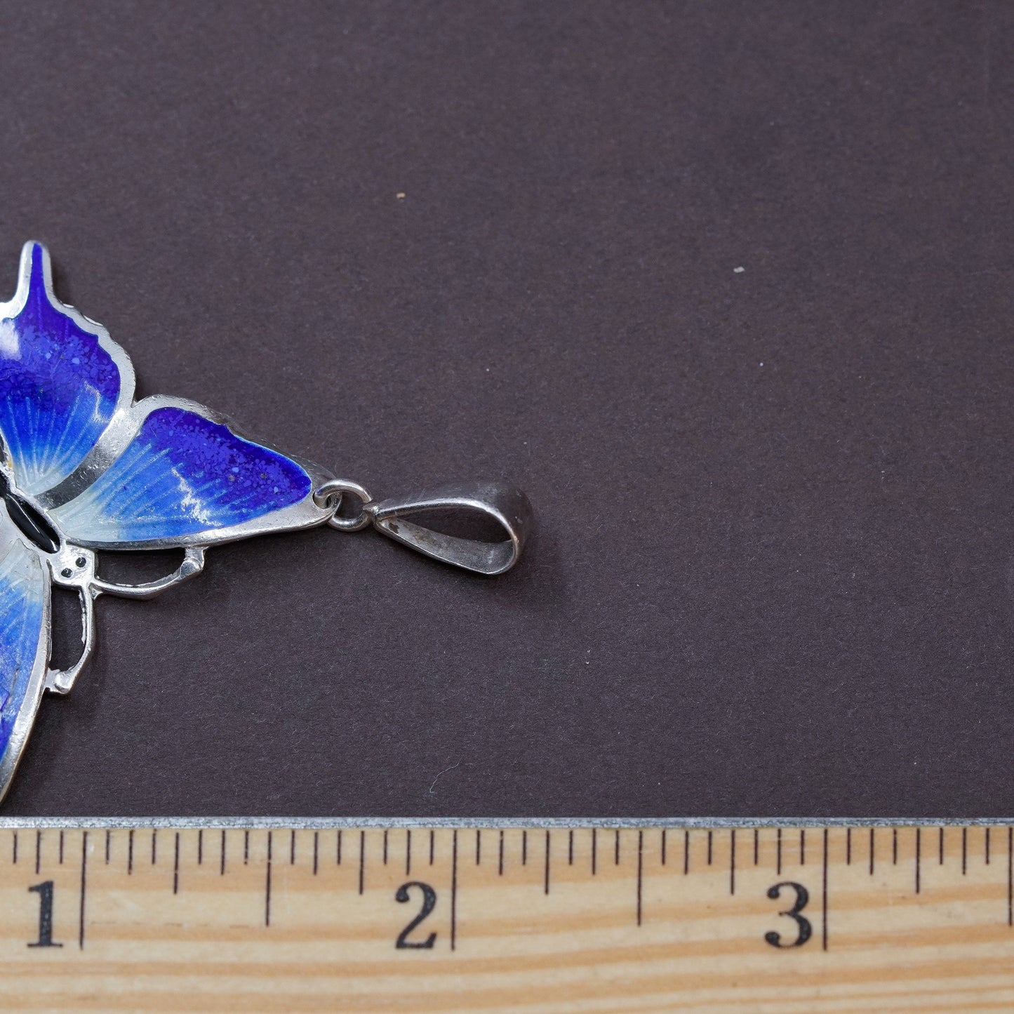 Vintage ramirez 980 Sterling silver handmade pendant, 980 butterfly blue enamel