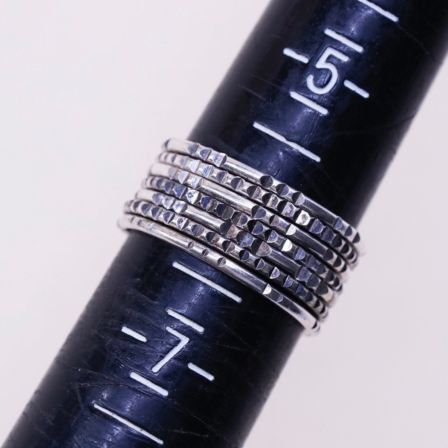 sz 5.75, vtg sterling silver handmade ring, 925 multiple band, minimalist