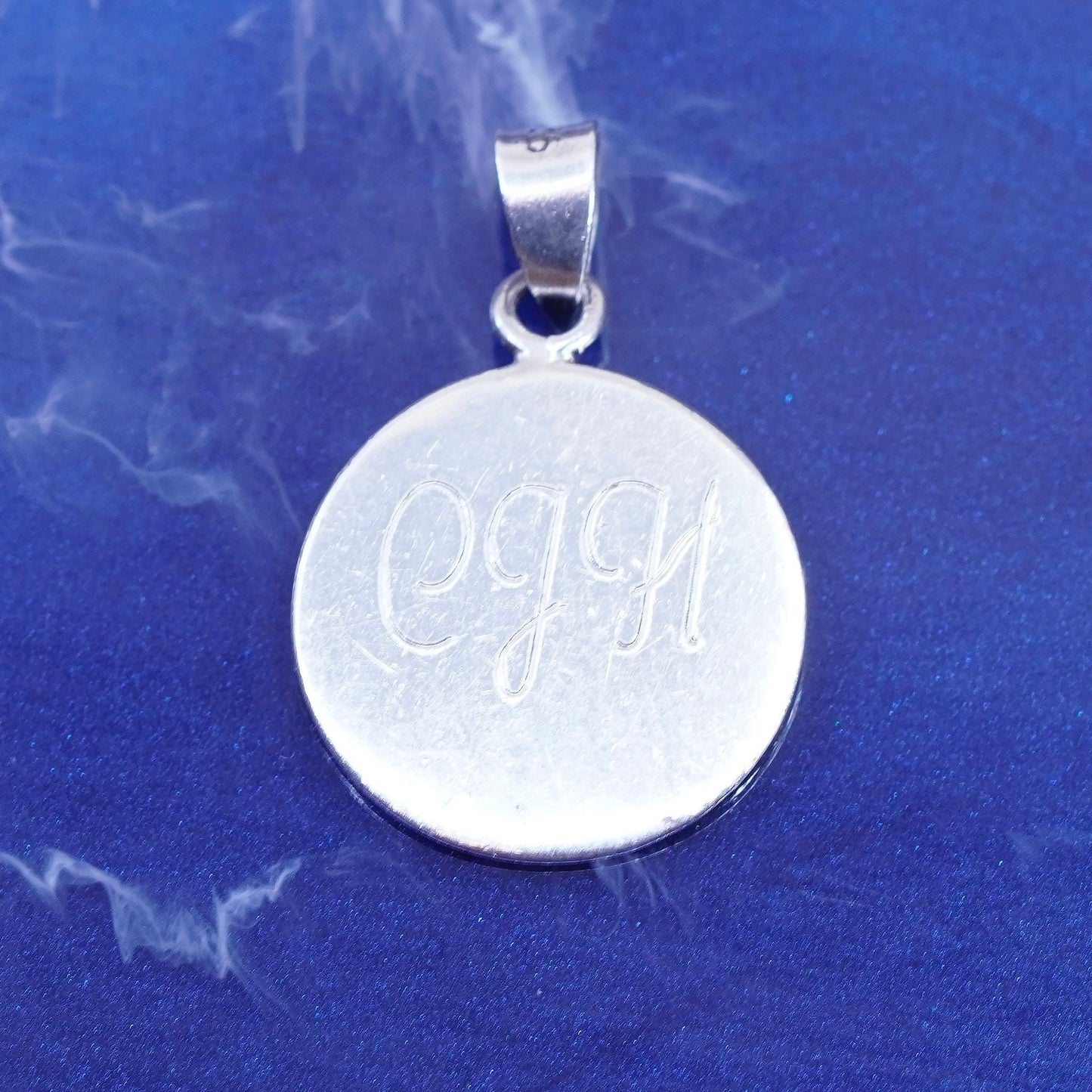 vtg sterling silver handmade pendant, 925 charm w/ laser engraved initial “EGH