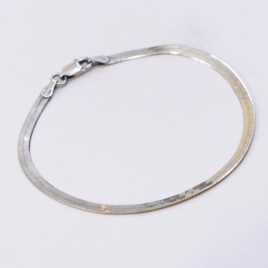 7”, vermeil gold over sterling silver bracelet, Italian 925 herringbone chain