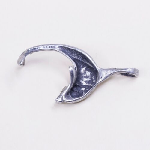 Vintage Sterling Silver Dolphin Pendant, Solid 925 Silver Charm, Stamped 925