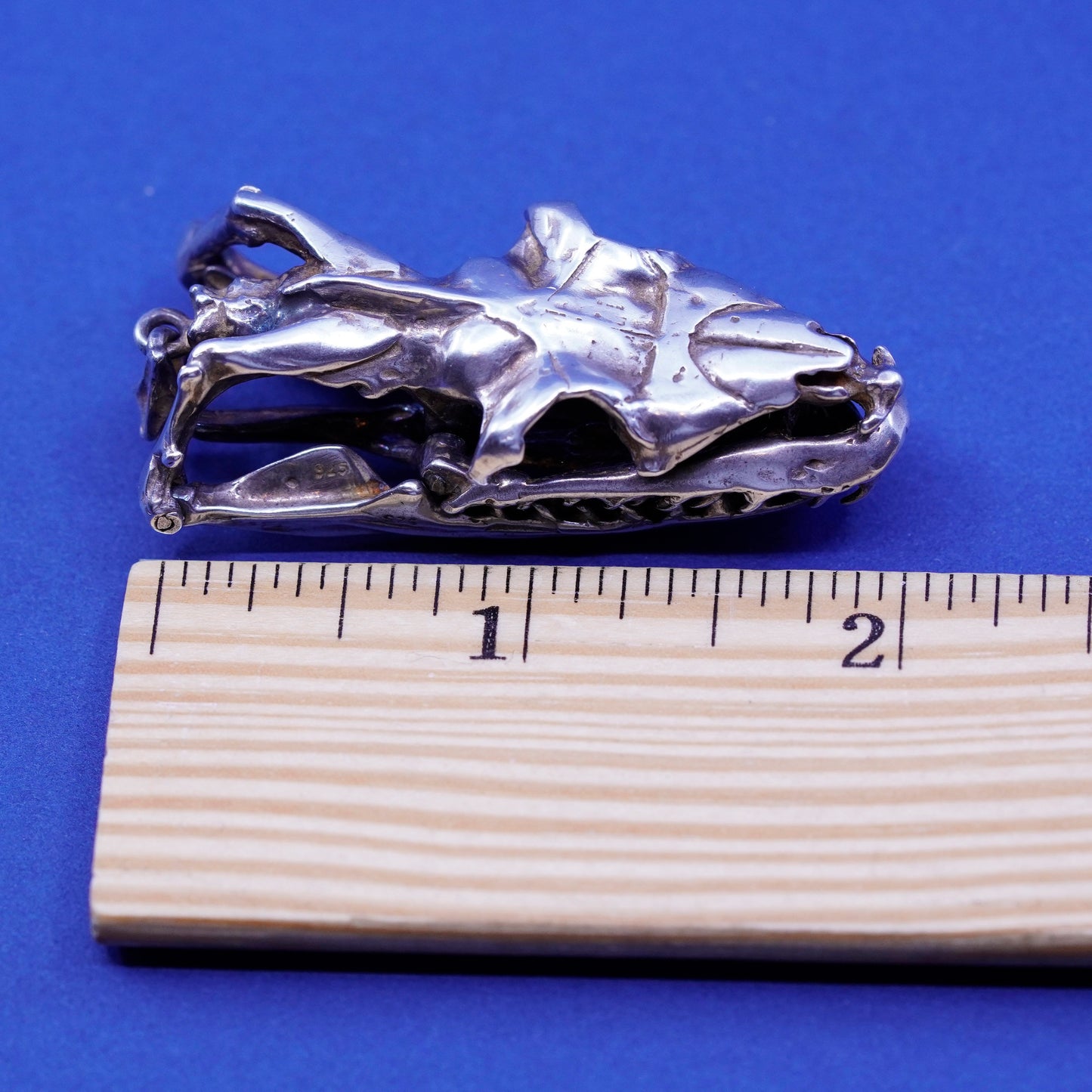 rare sterling 925 silver handmade snake head skeleton pendant movable joints