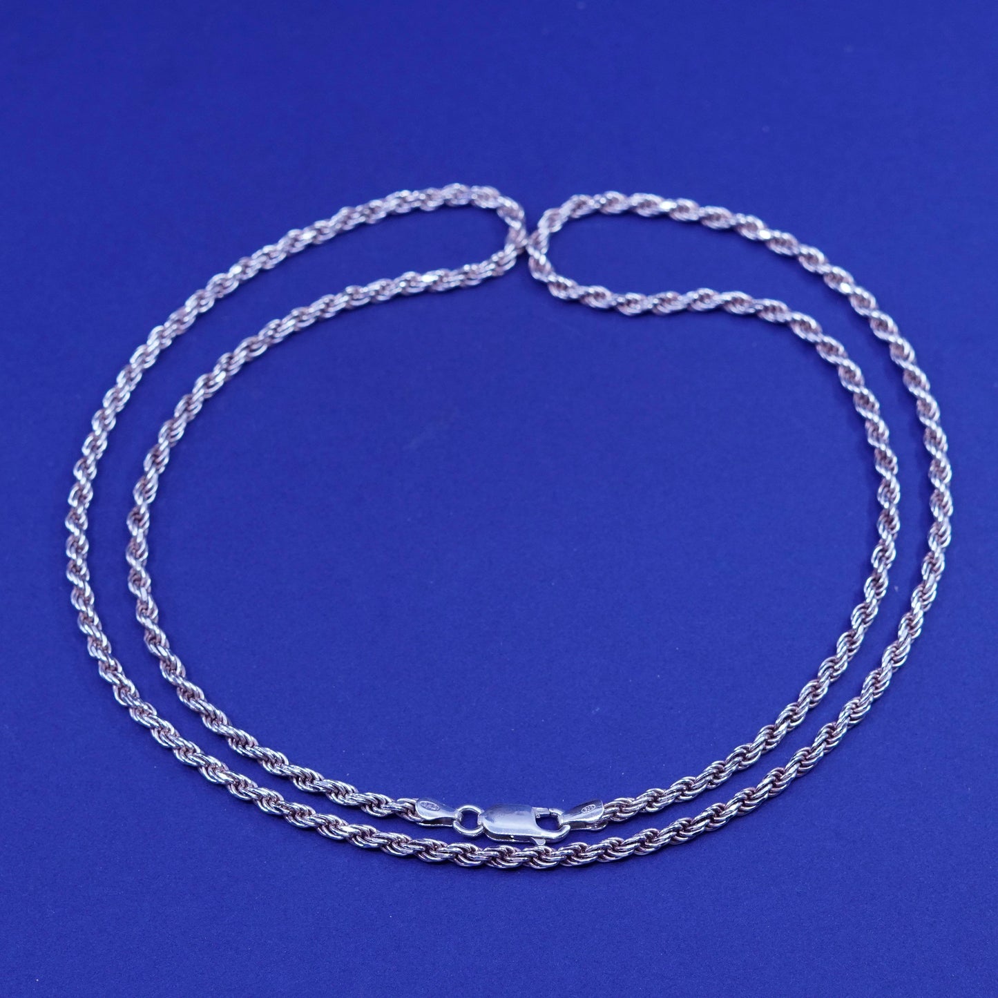 30”, 3mm, vintage Sterling silver handmade necklace, 925 French rope chain