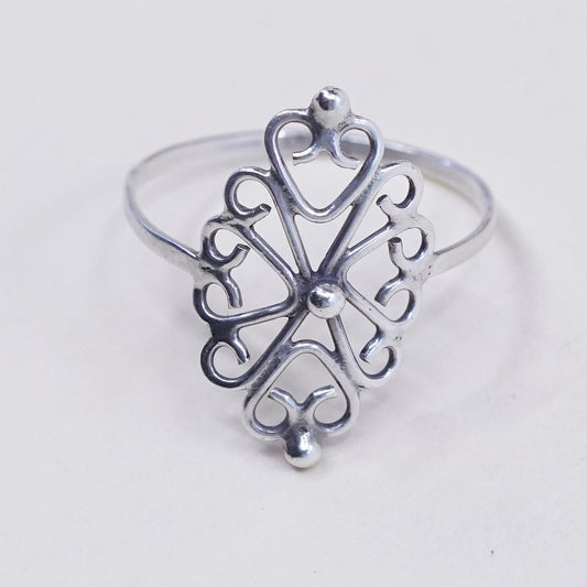 Size 9.25, Vintage sterling silver handmade wired ring, 925 filigree band