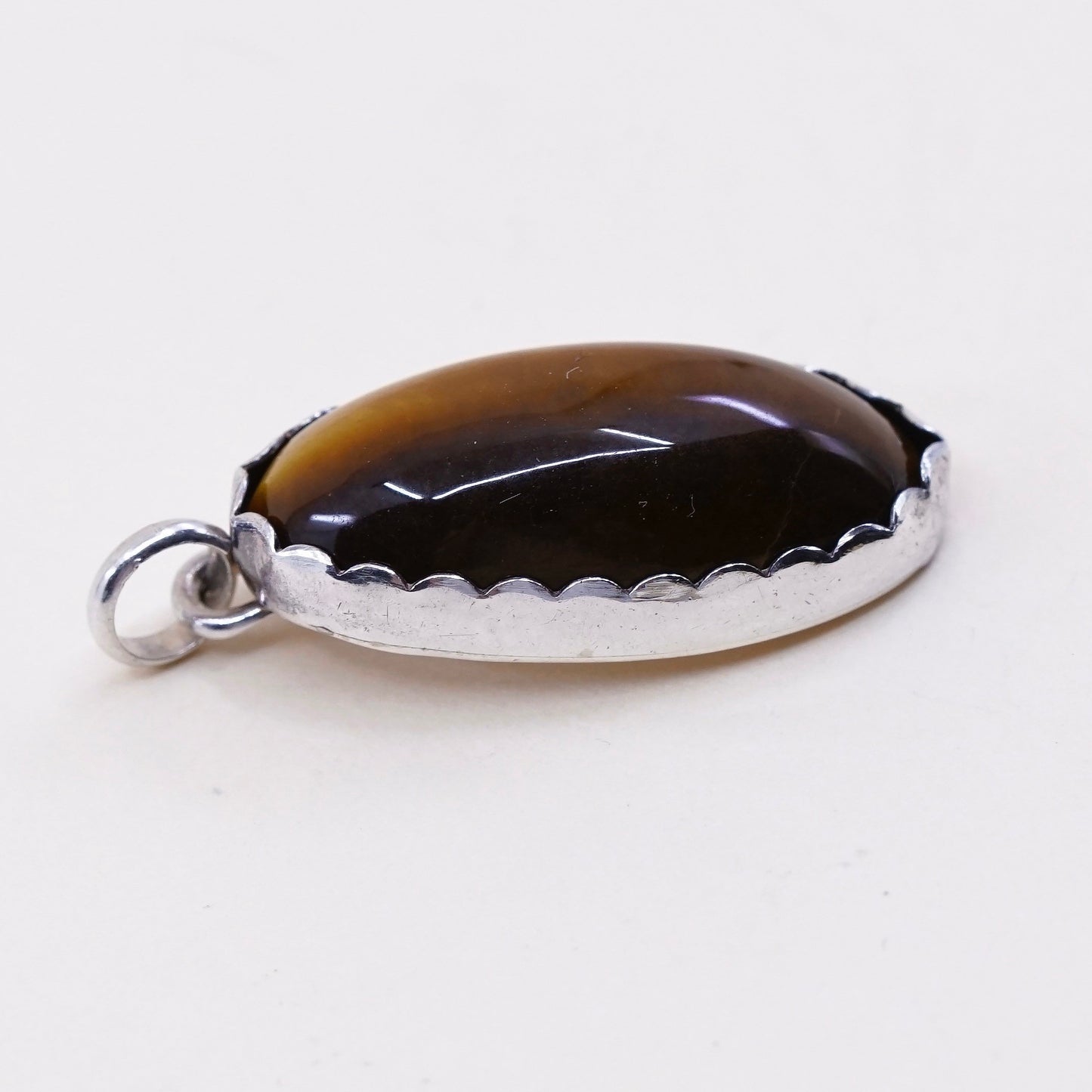 Vintage sterling silver charm with golden tiger eye, 925 handmade pendant