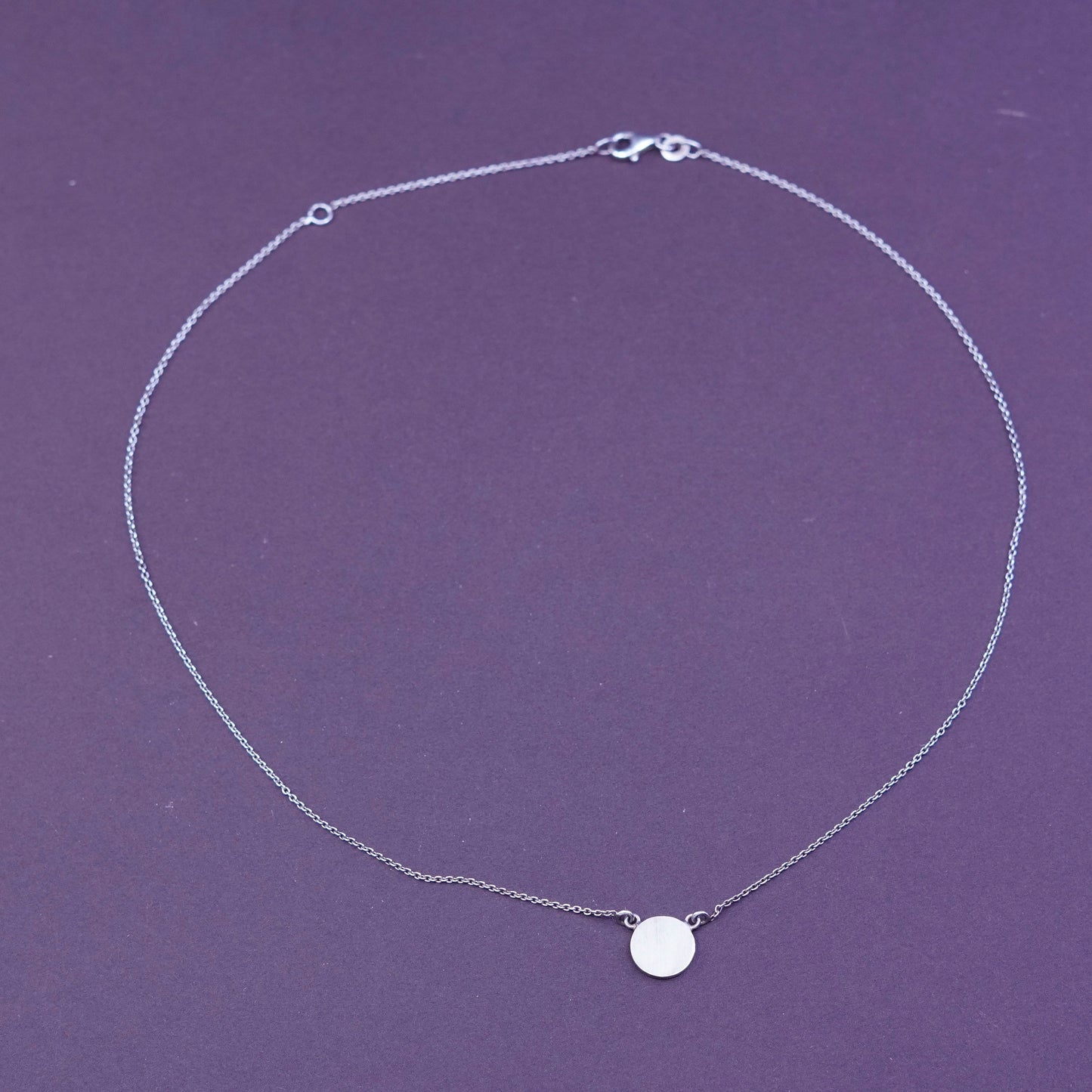 16+2”, Sterling silver necklace, 925 circle chain with circle tag pendant