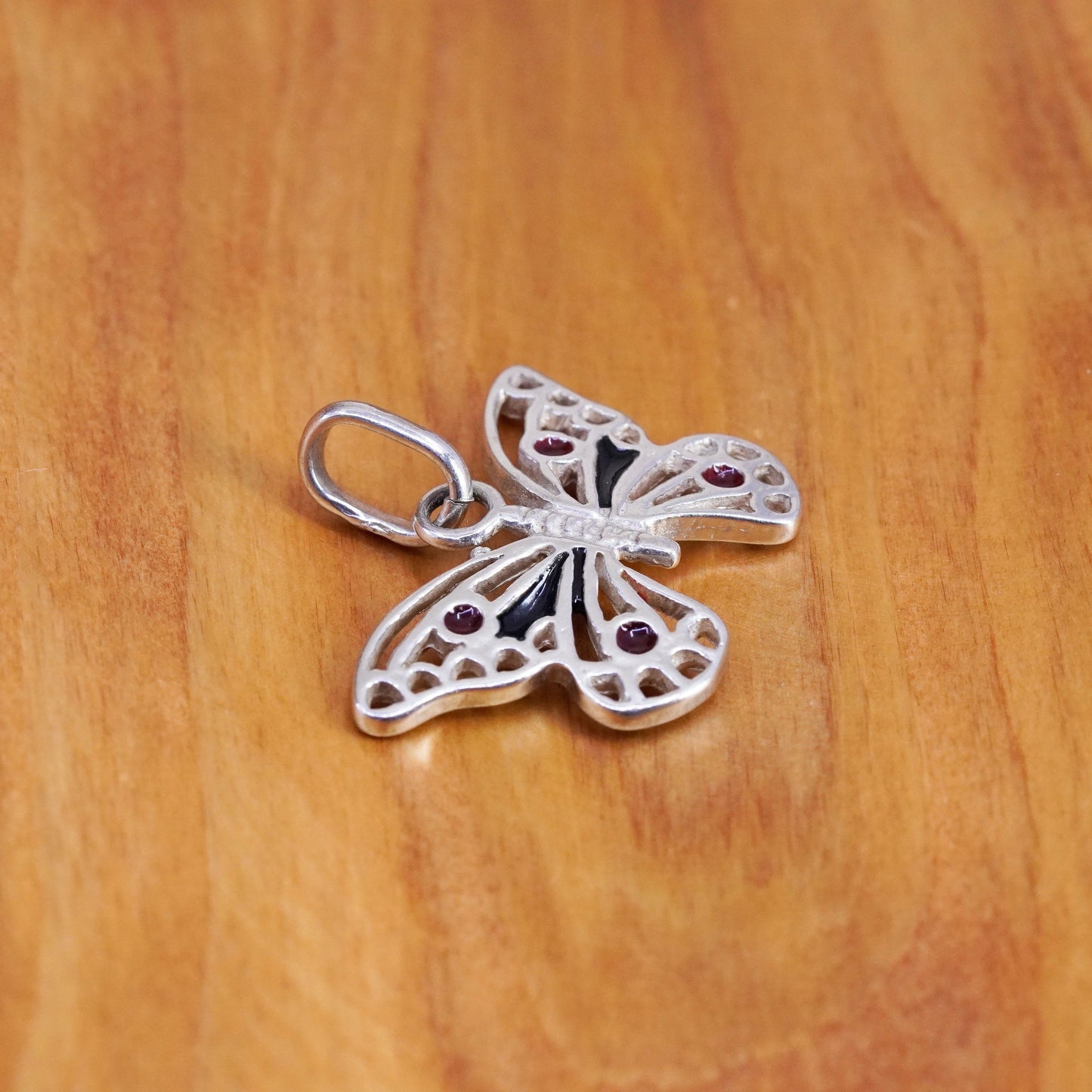 Vintage mexico Sterling 925 silver handmade pendant, filigree butterfly pendant