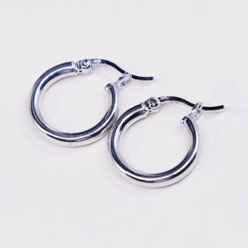 0.5", Sterling silver Huggie earrings, fine 925 hoops, Stamped 925