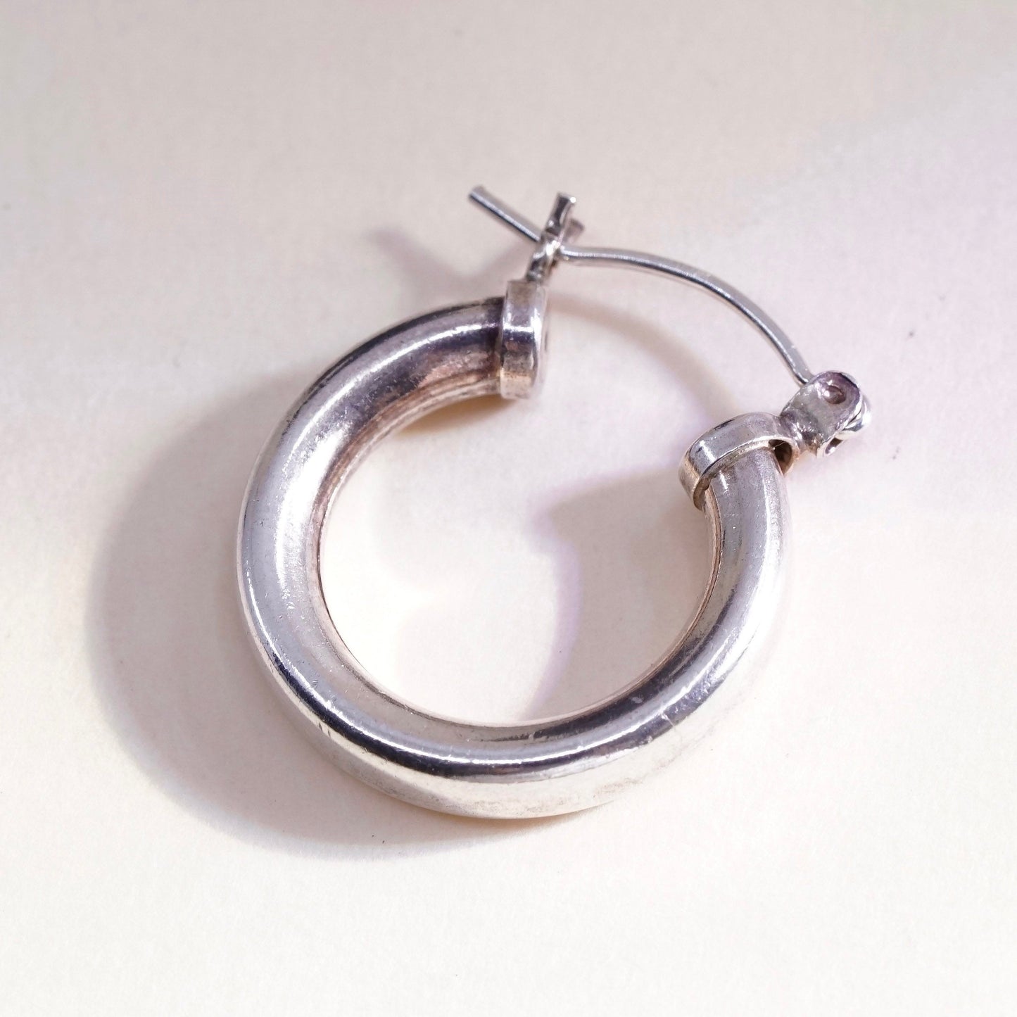 0.75”, Vintage sterling silver loop earrings, minimalist primitive hoops