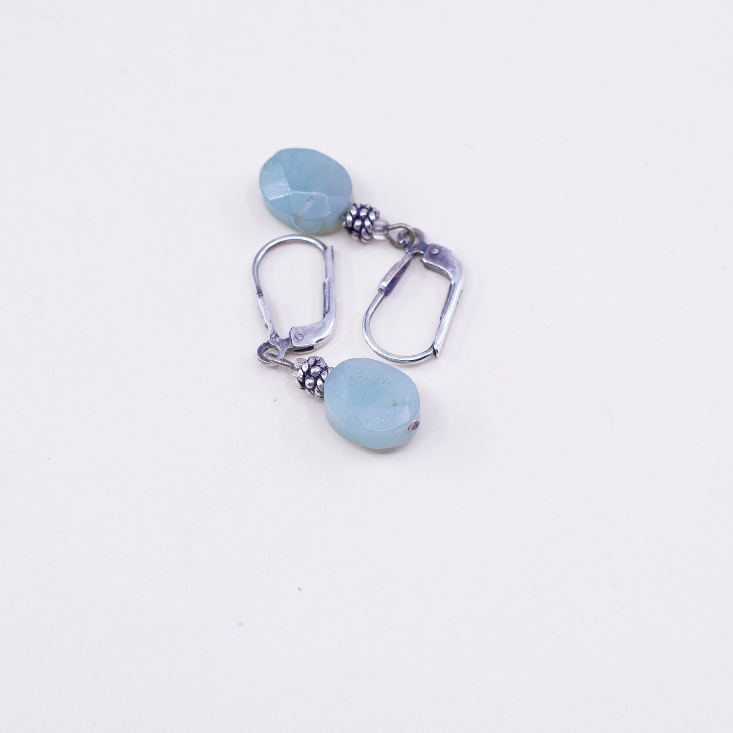 Vintage sterling silver handmade earrings, 925 hooks with jade