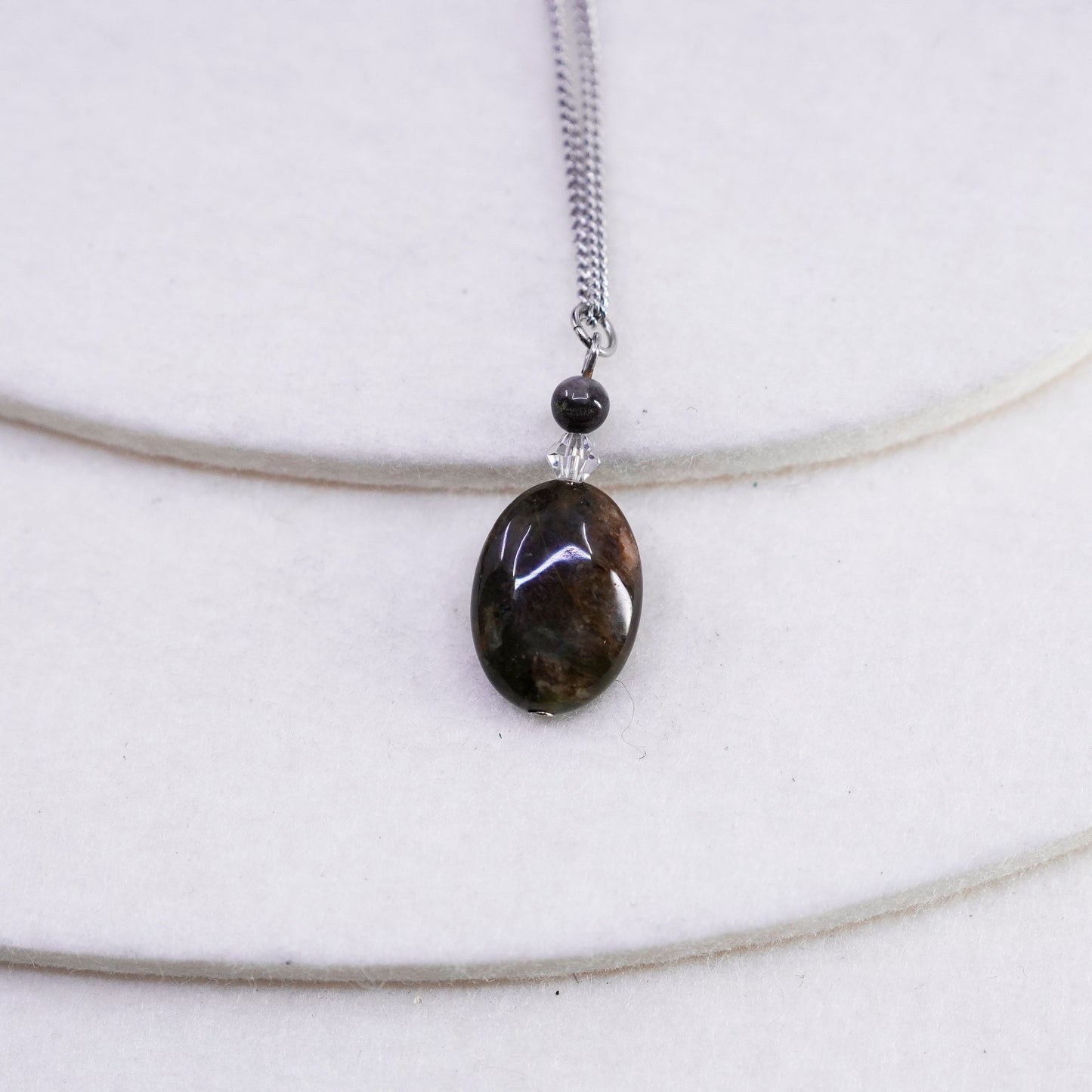 16”, Sterling 925 silver handmade curb necklace with golden tiger eye pendant