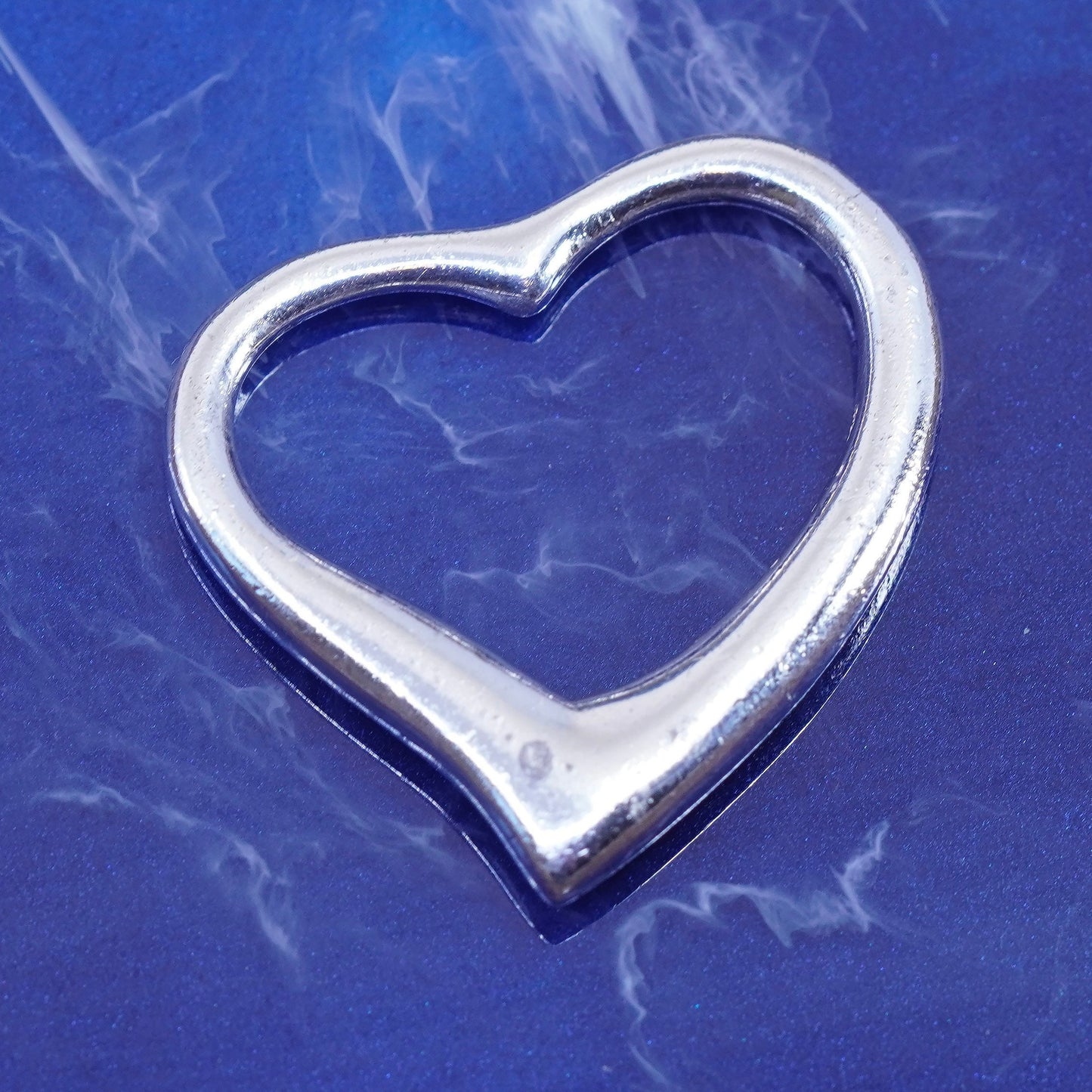 Vintage sterling silver handmade pendant, solid 925 silver heart