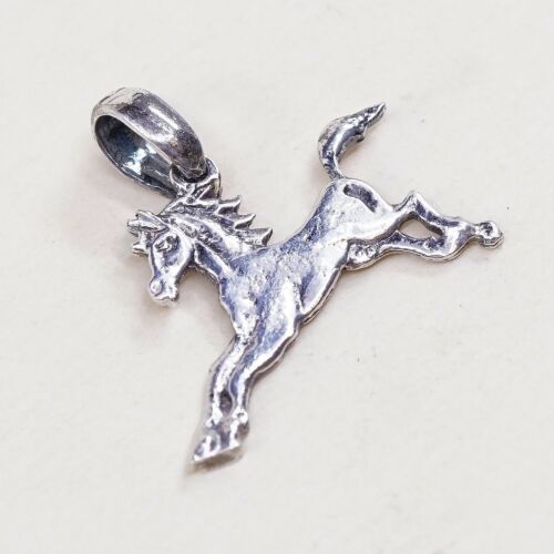 Vtg Handmade Sterling 925 silver Horse Pendant, Charm, Stamped 925