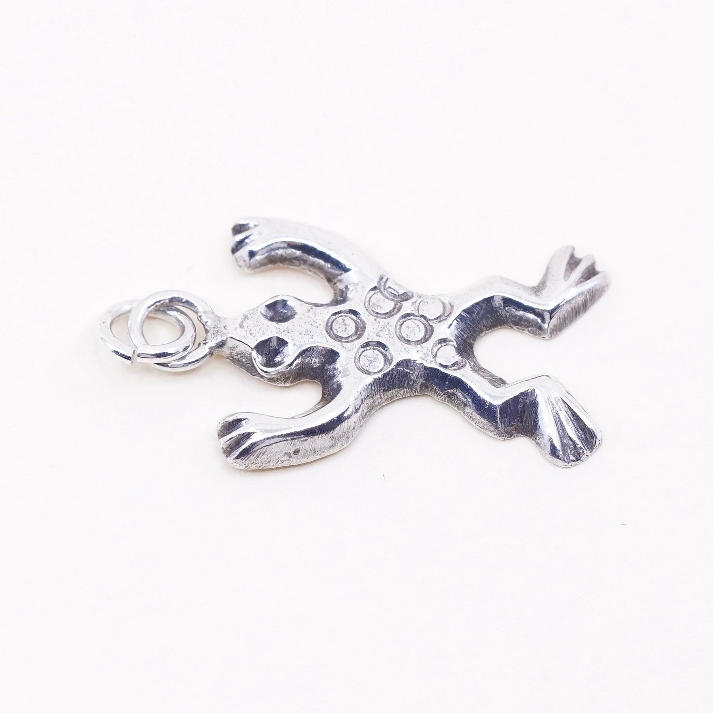 Handmade vintage Sterling silver pendant, 925 frog shaped charm