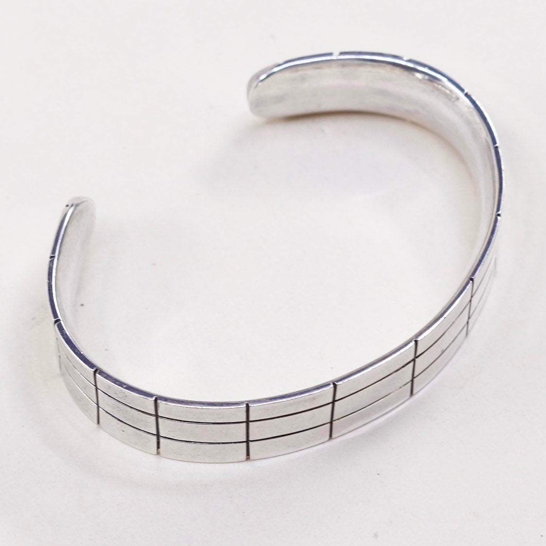 7”, VTG sterling silver cuff, handmade 925 bracelet, Modern polished cuff