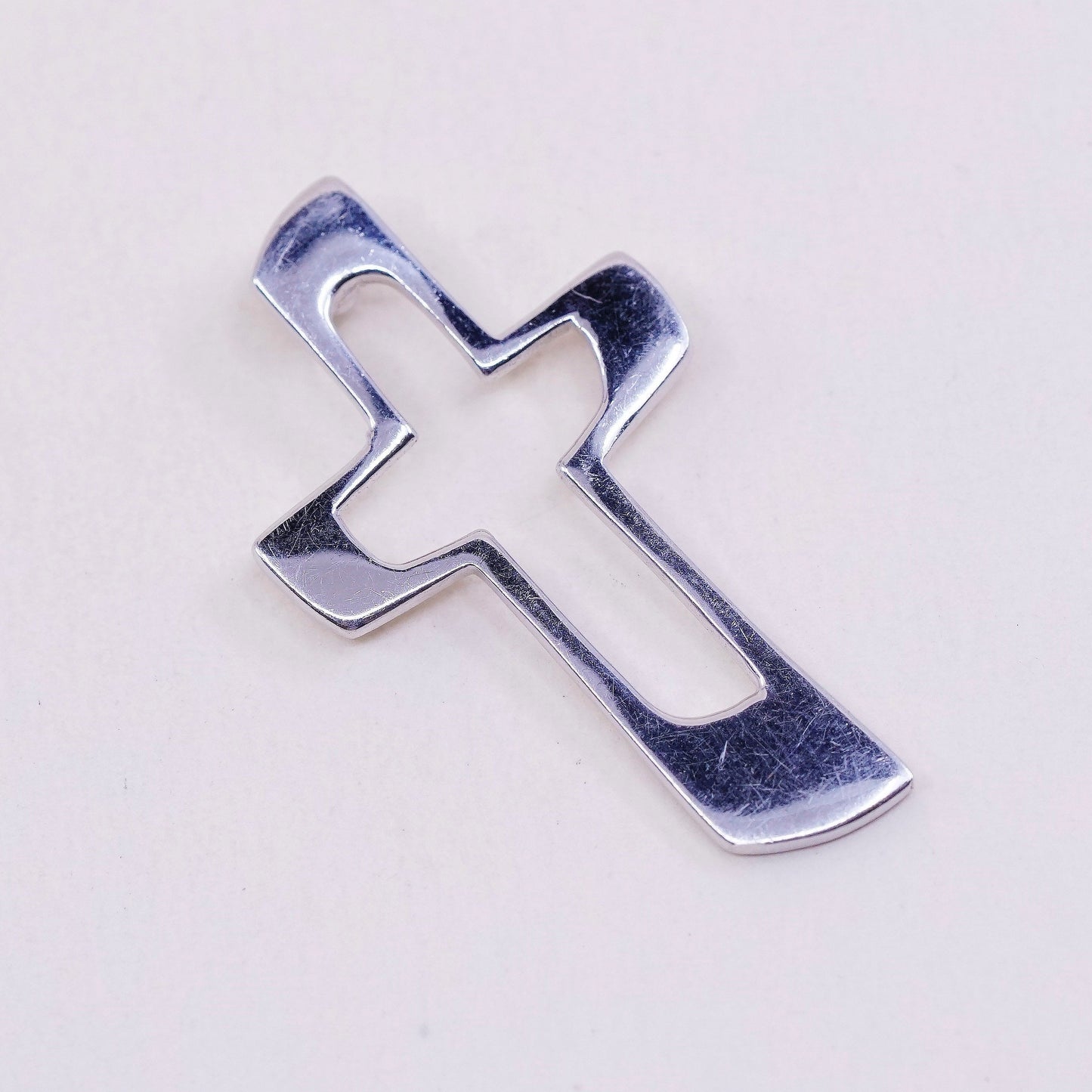 Vintage handmade Sterling silver pendant, solid 925 silver cross, stamped 925