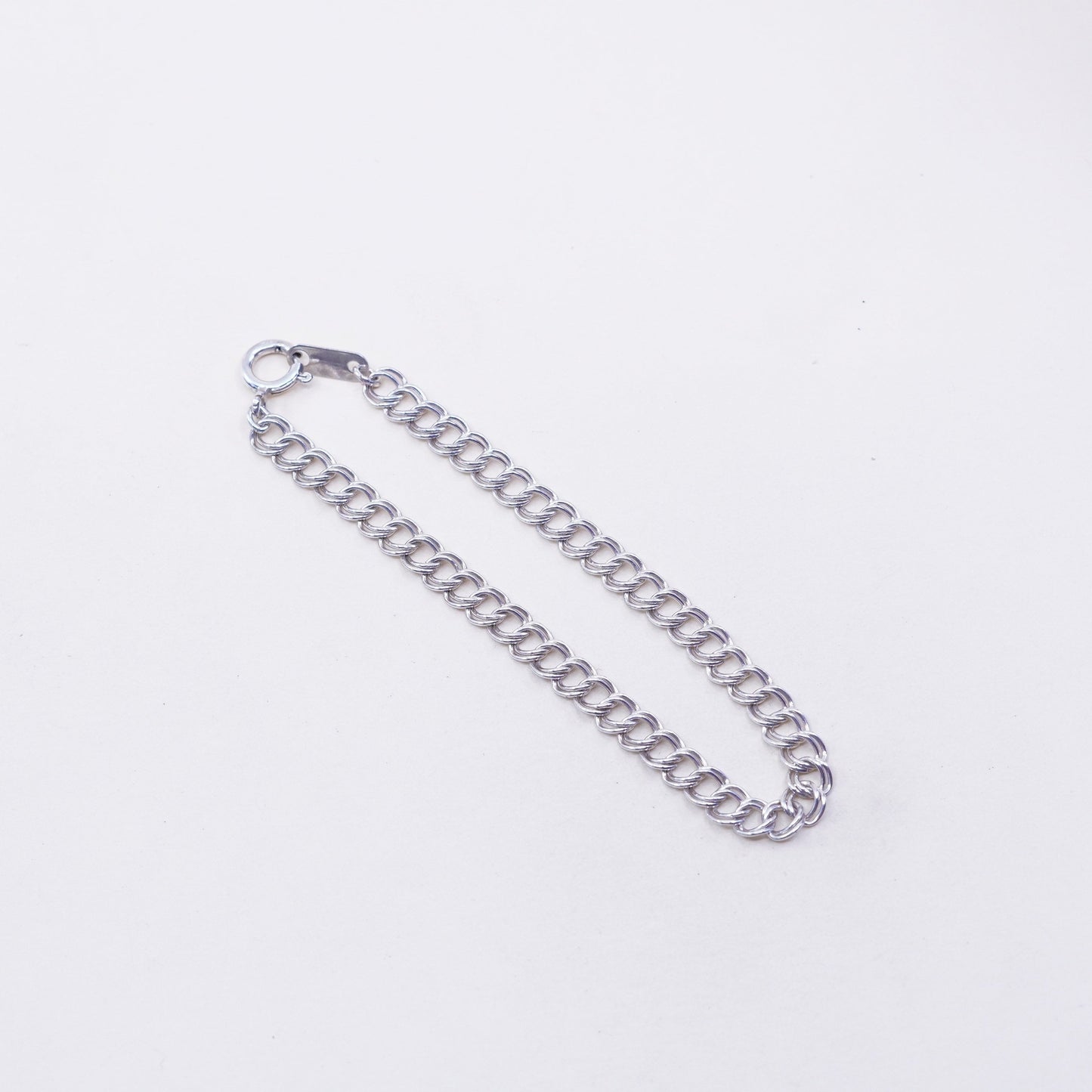 7”, 5mm, Vintage sterling silver double curb chain, 925 bracelet