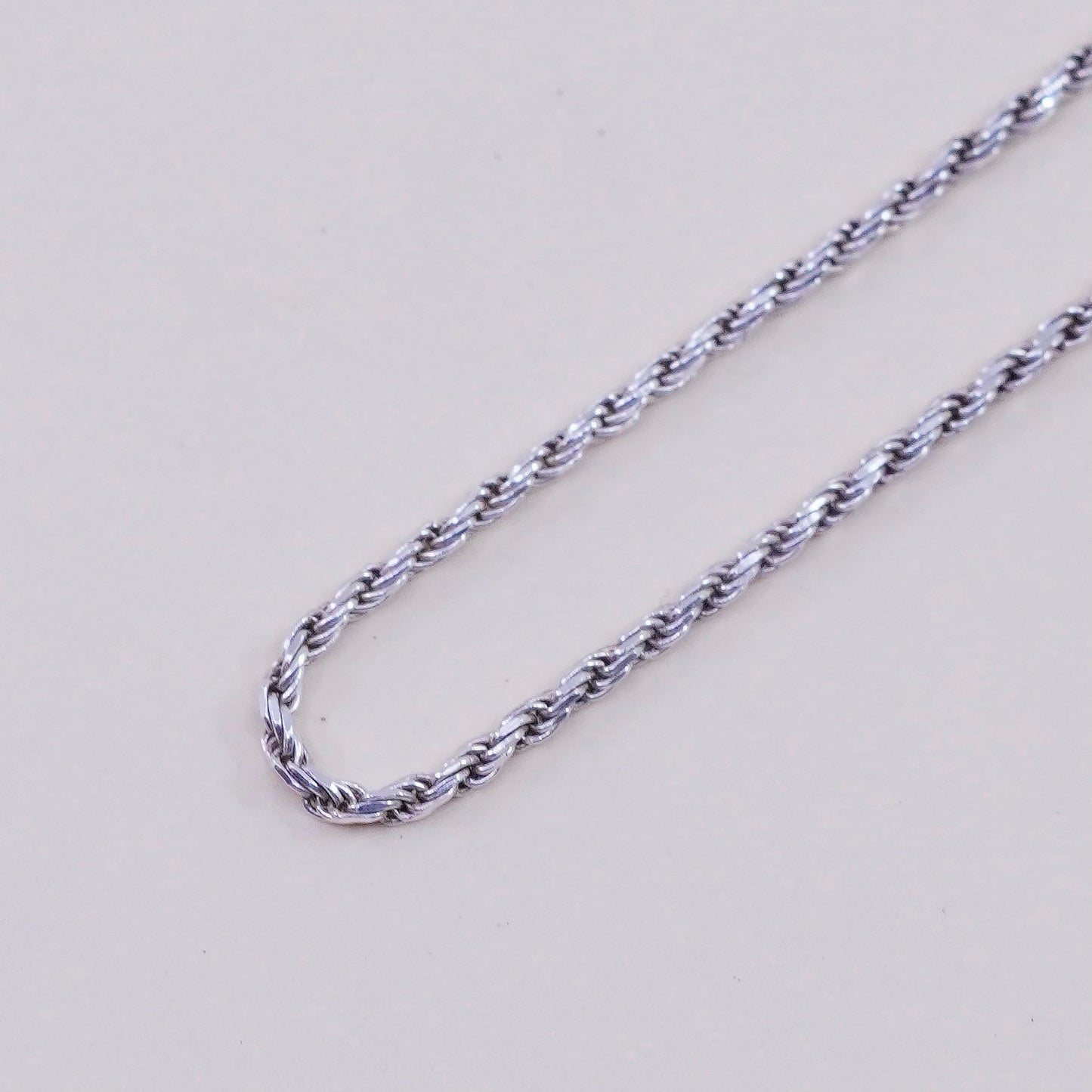 18” 1.6mm, vintage sterling silver necklace, 925 rope chain