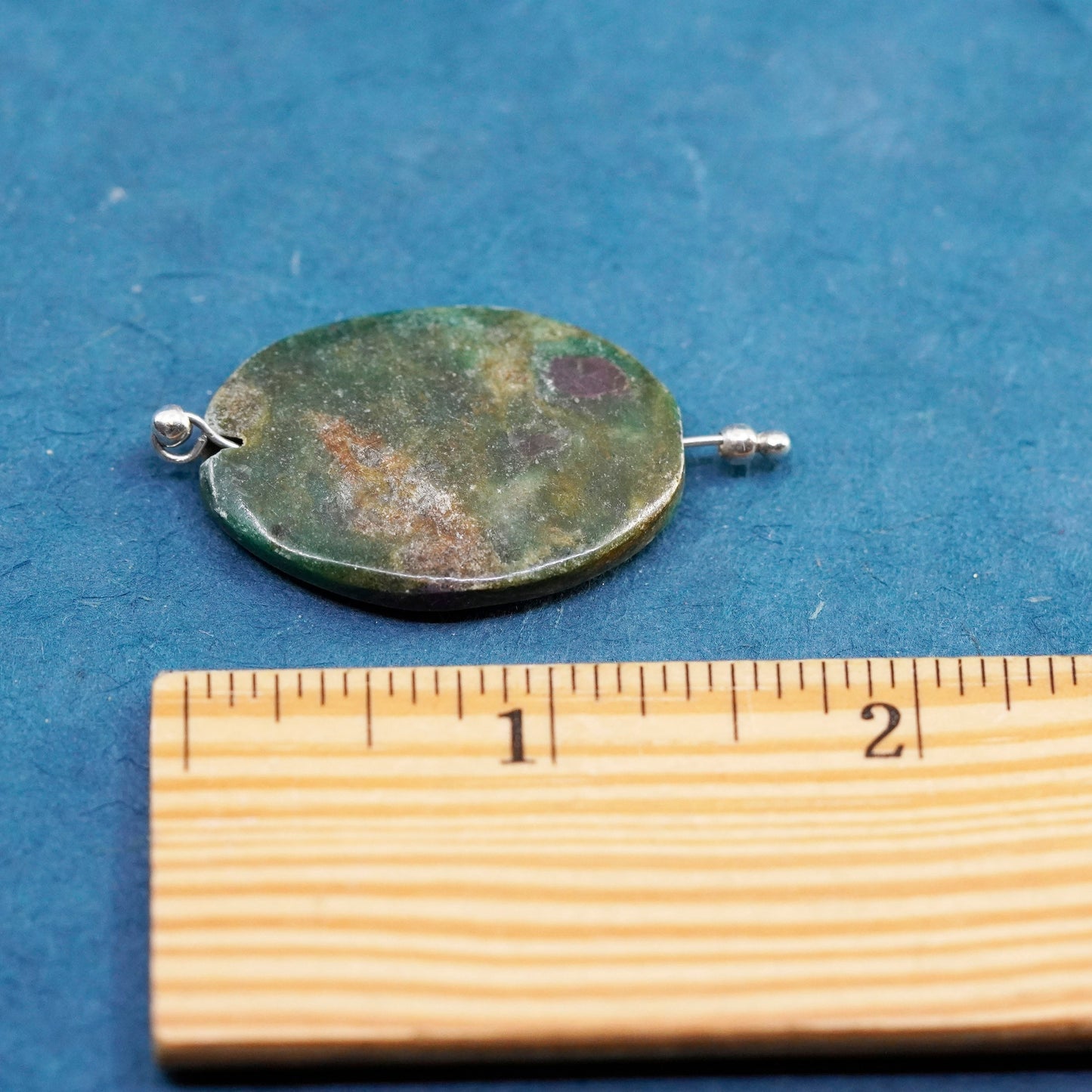 Vintage sterling 925 silver handmade pendant with jade