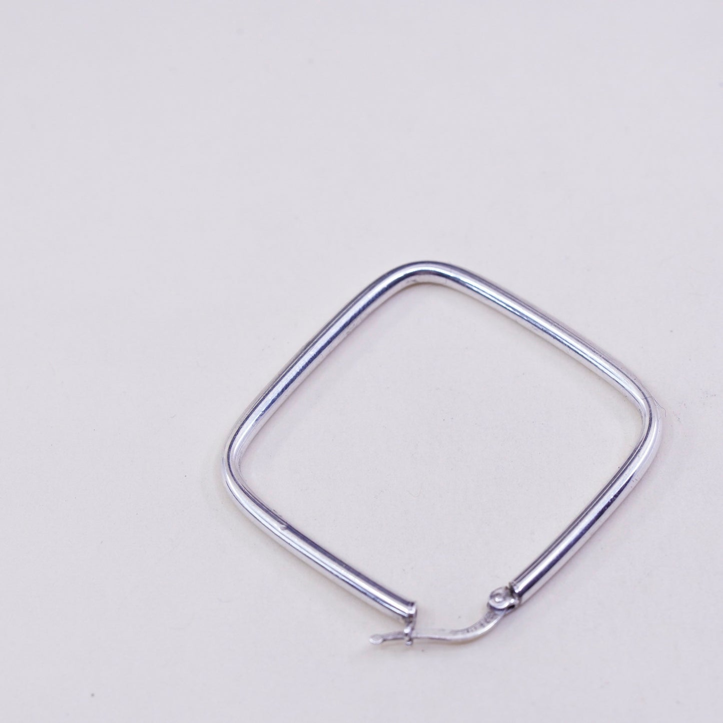 1.5” Vintage sterling silver loop earrings, square minimalist primitive hoops