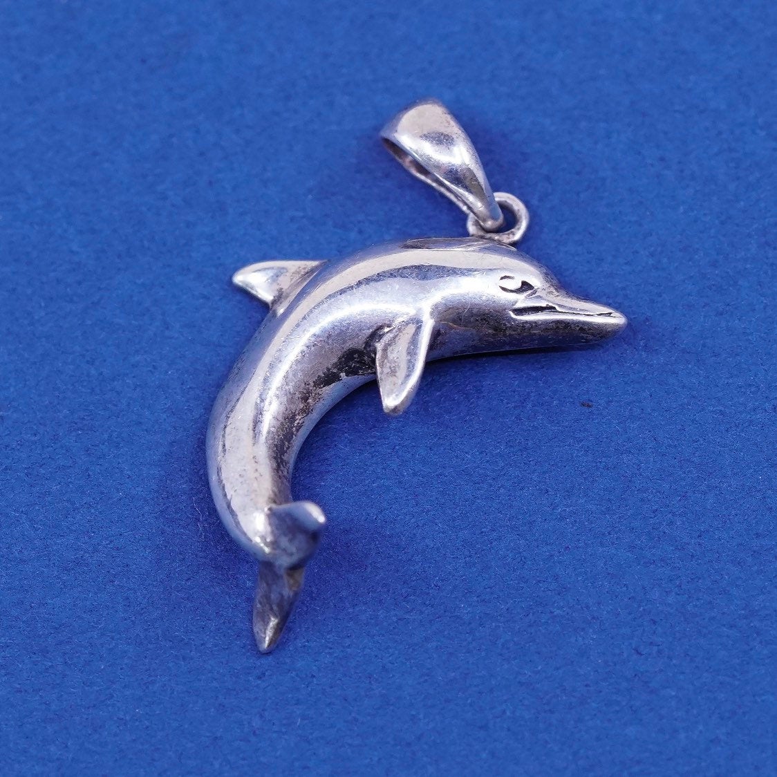 vtg Sterling silver handmade Dolphins pendant, 925 charm