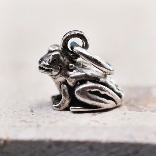 Vintage sterling sterling silver handmade pendant, 925 frog charm