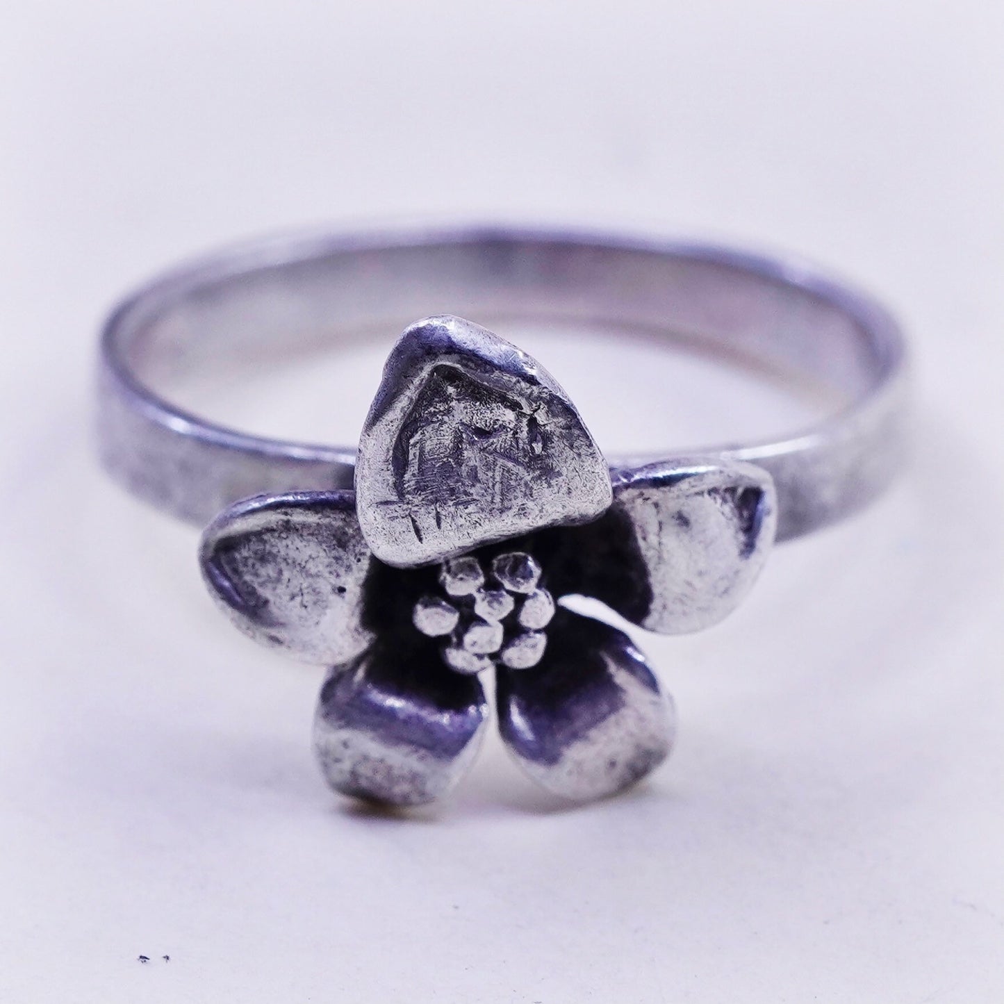 Size 5.5, vintage Sterling silver handmade ring, 925 lily flower