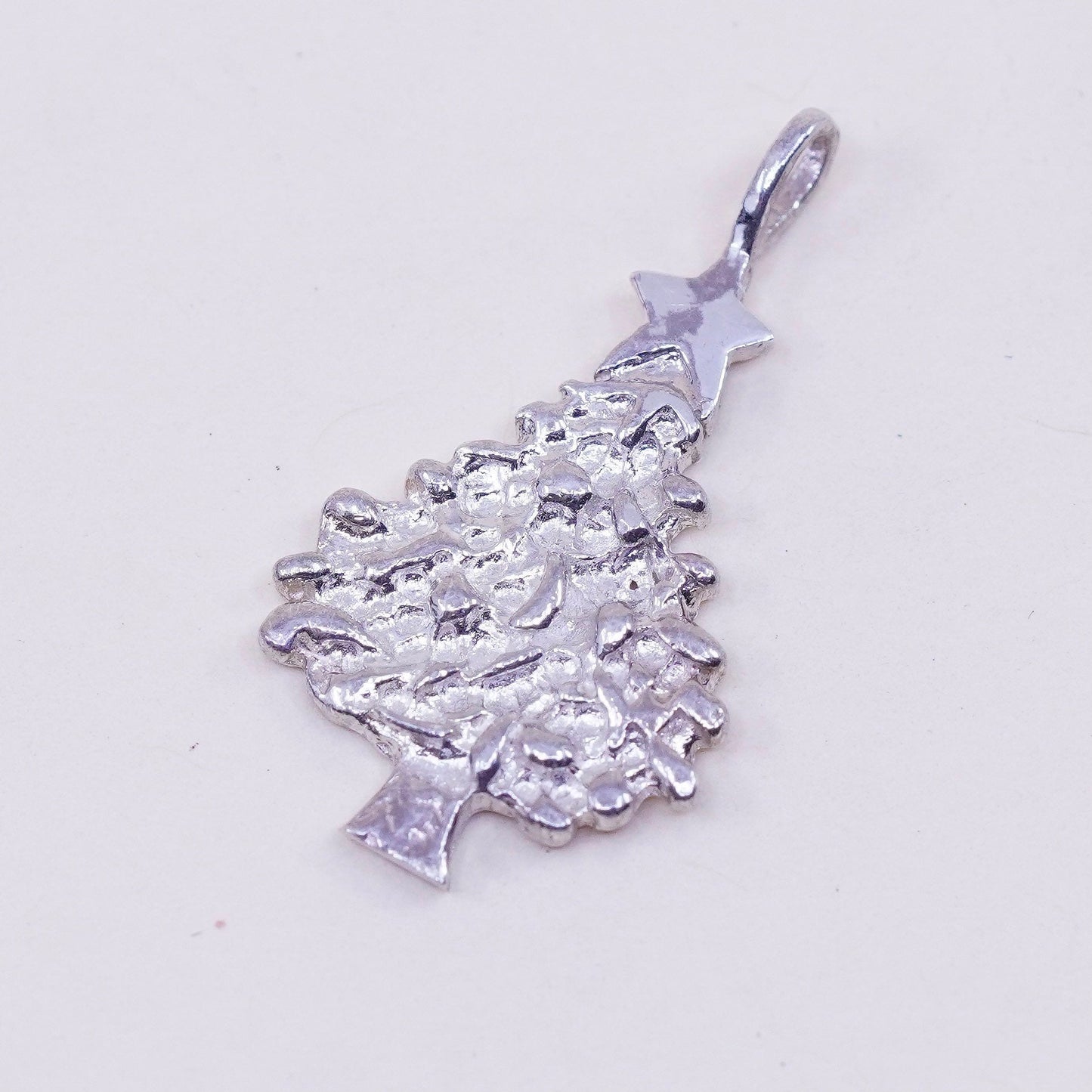 Vintage Sterling silver handmade pendant, 925 Christmas tree charm