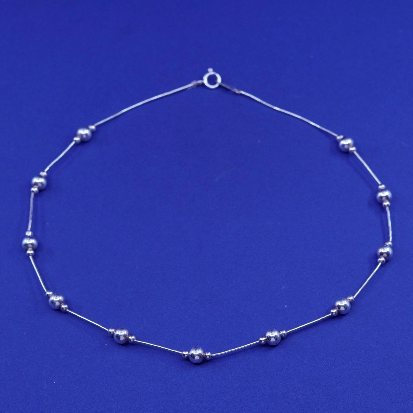 16”, Native American Sterling 925 liquid silver chain necklace with 6mm beads