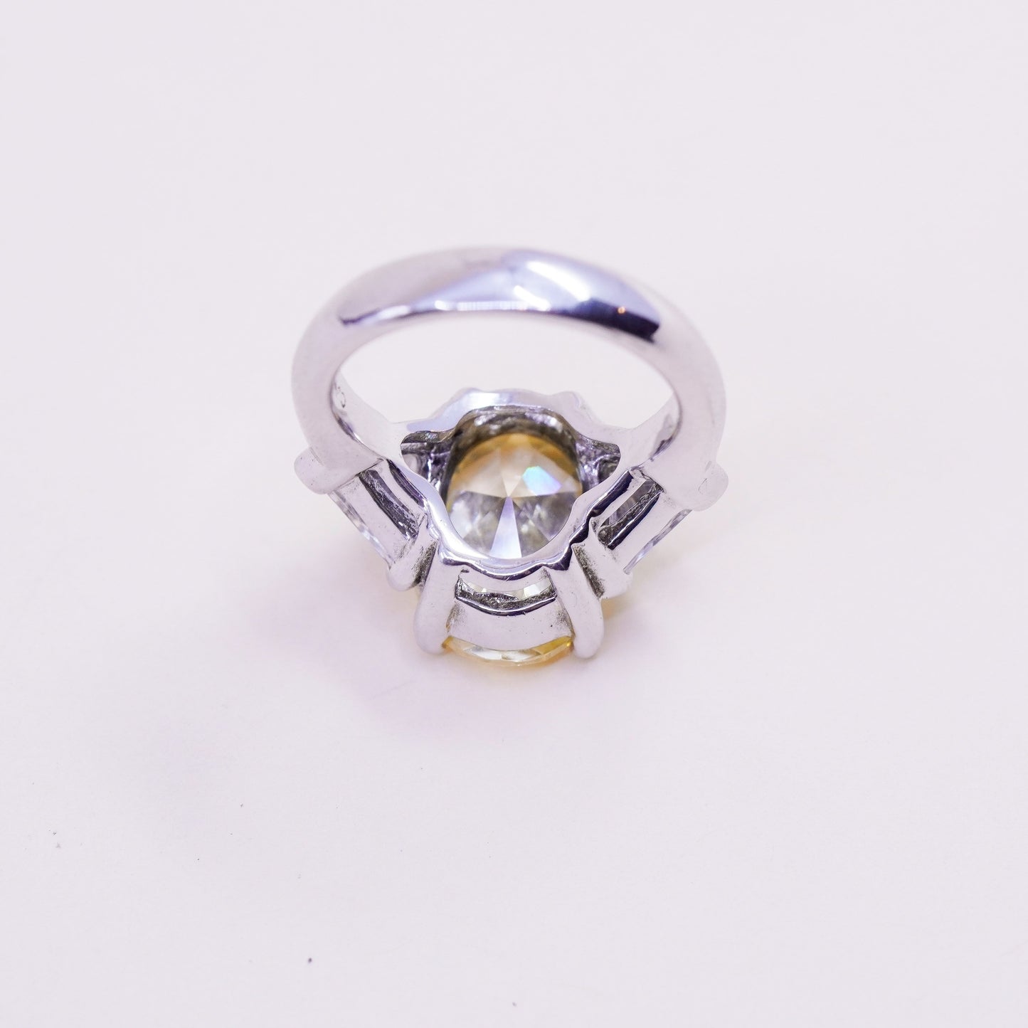 Size 6, vintage CJW Sterling 925 silver handmade cocktail citrine ring