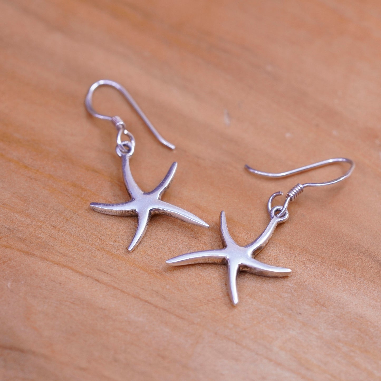 Vintage Sterling silver handmade earrings, 925 star starfish