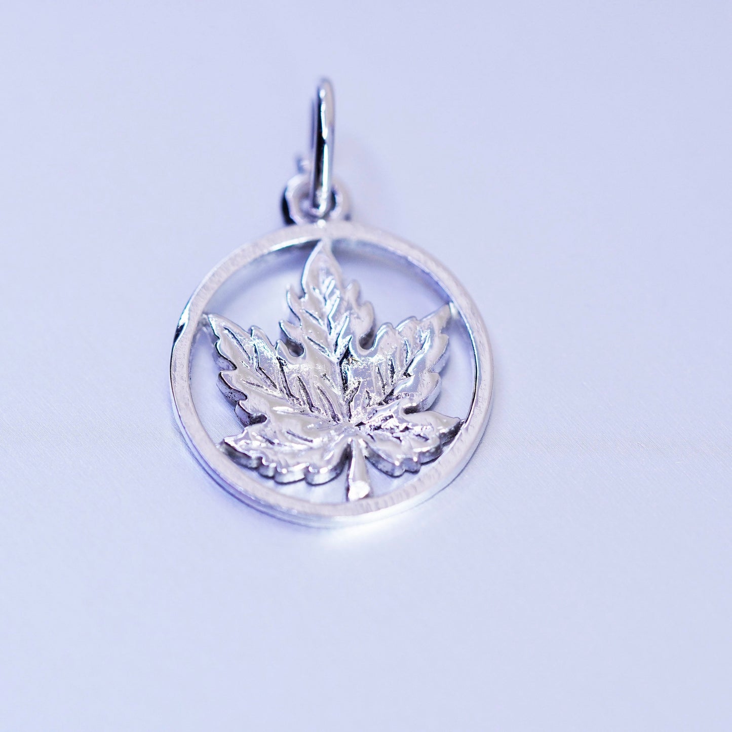 antique sterling 925 silver handmade maple leaf pendant