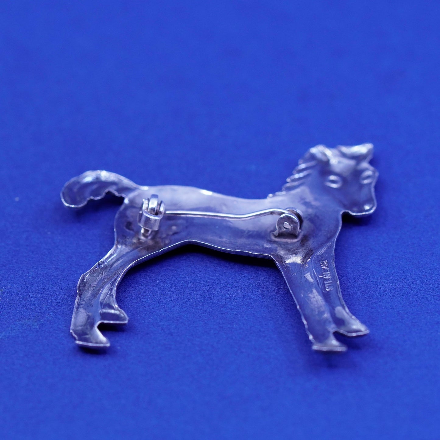 Vintage Sterling silver handmade brooch, 925 Horse pony pin